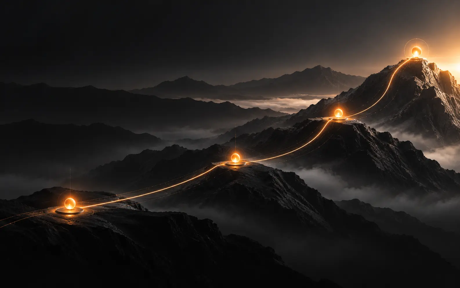 橘色訊號沿著山脈路線逐步向上前進